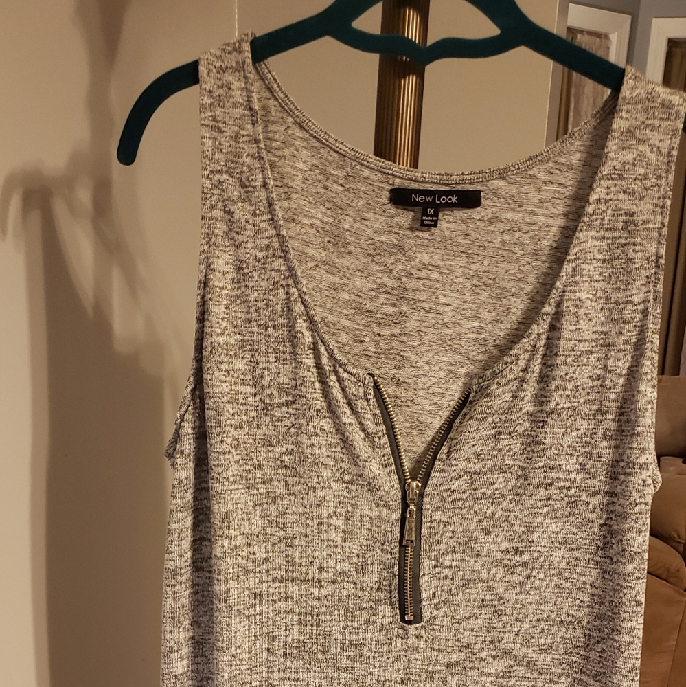 Gray Zippered Side Splits Maxi Dress